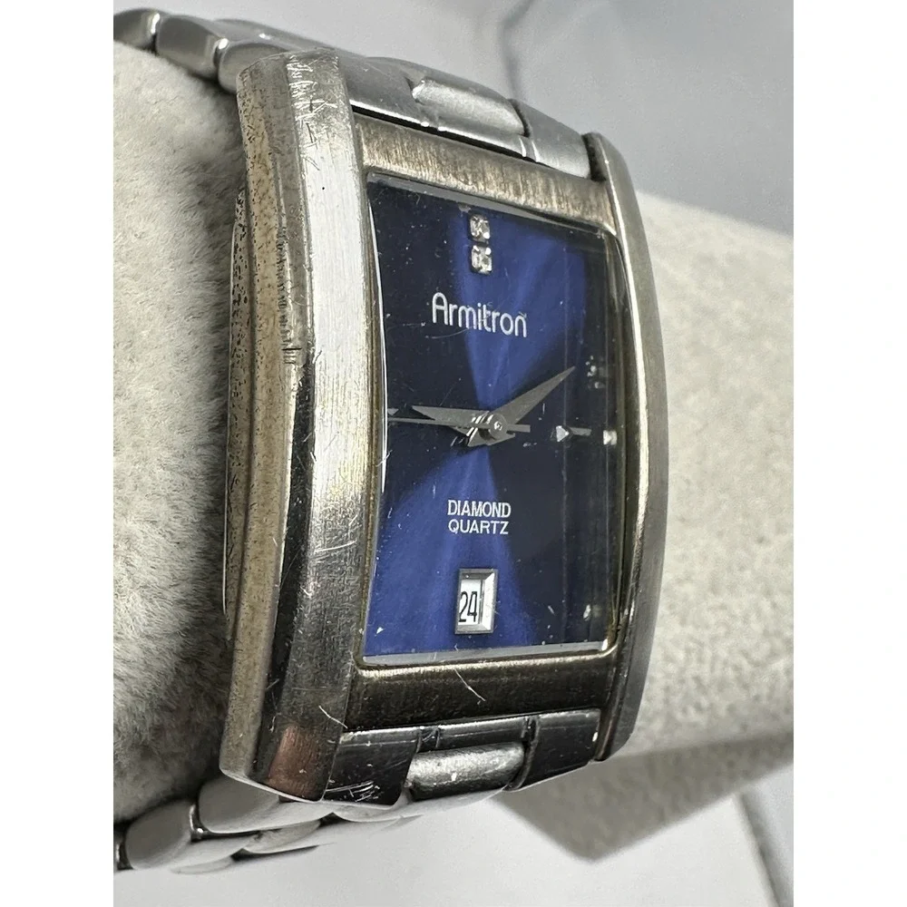 Armitron Diamond 20/1549-51 Mens‎ Tank Watch New Battery 29MM 7.5